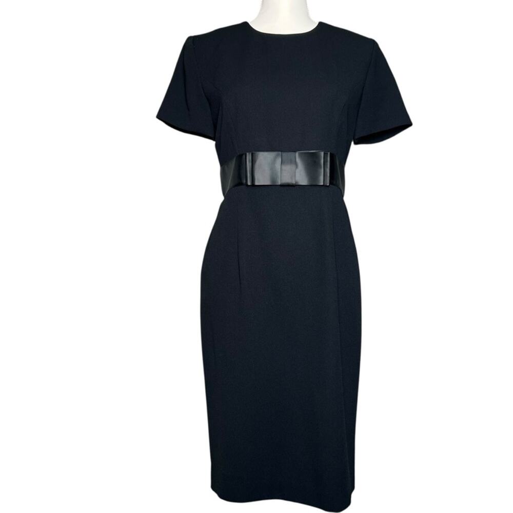 Vintage Talbots Shortsleeved Satin Bow Women’s Black Dress Size 4